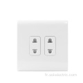 Prises électriques 2Gang 2Pin Sockets Blanc